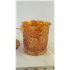 Image 5 : Carnival Glass Goblet and Dishes-one item cracked