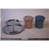 Image 1 : (2)Table Top Garbage cans + Dessert Tray