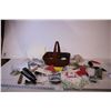 Image 1 : Basket of Misc Kitchen and Craft Items