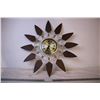 Image 1 : Mid Century Modern Sunburst Clock (Brass and Wood)