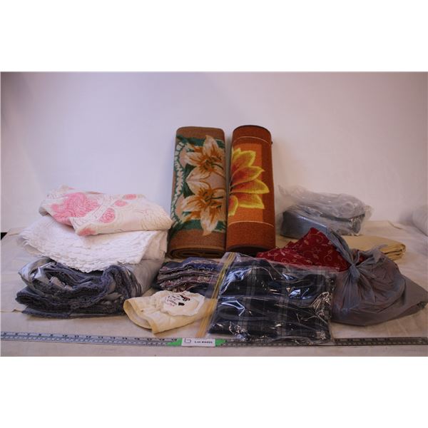 Assorted Lace, Fabric and Rugs
