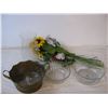 Image 3 : Artificial flower arrangements,glass bowls and misc. Items as pictured