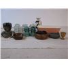 Image 2 : (7) Glass Insulators, lamp base, misc trinkets