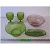 Image 1 : Pyrex Bowl, Green Bowl, with dish and 2 beer glasses