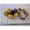 Image 1 : Glass Bowl with a lot of plastic fruit pieces and ornament