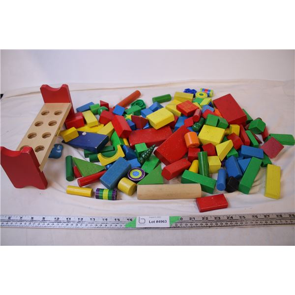 Vintage Wood Blocks and Hammer Toy