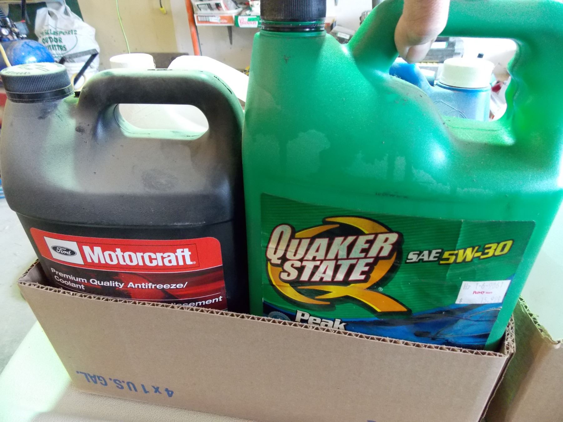 Various Oils, Antifreeze, Washer Fluid