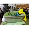 Image 1 : Tool Belt, Squeegees, Funnel, Misc in Plastic Tote