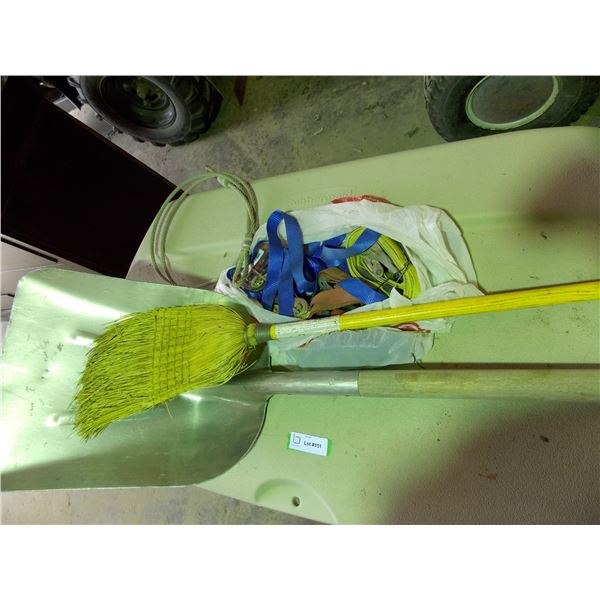 Cable, Tiedowns, Broom, Shovel