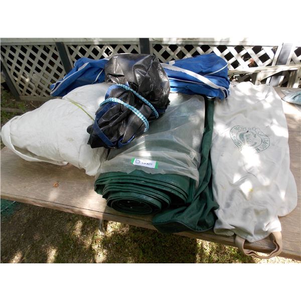 Tarps-unknown sizes, assorted bags