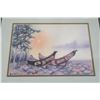 Image 2 : Picture (14x11") Signed G Butcher - Canoes on the Beach