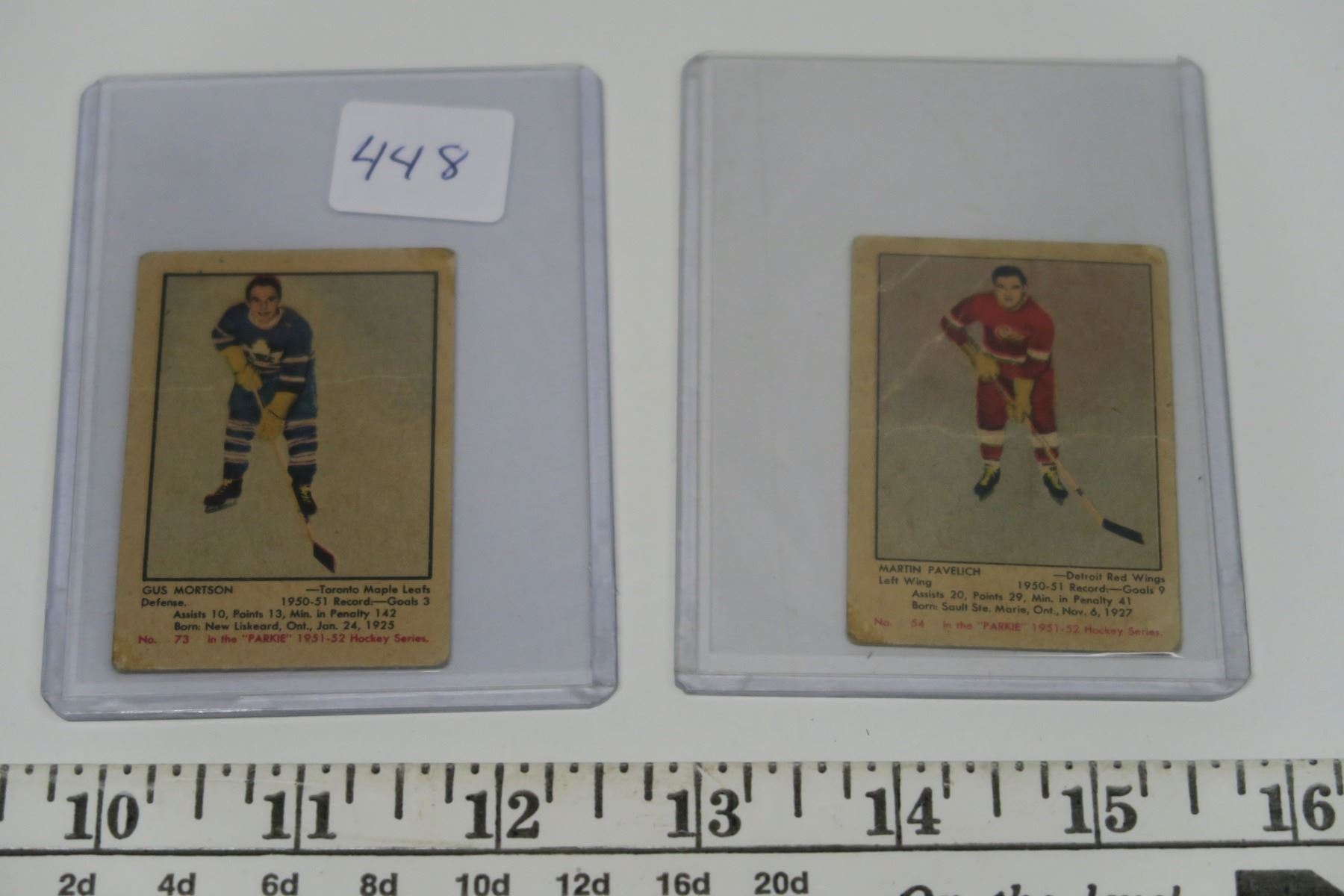 1950's Park Hurst Card (2) - Gus Mortson & Martin Pavelich w/ Sleeve ...