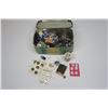 Image 8 : Vintage Sewing Stool & Old Tin of Buttons/Needles