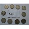 Image 2 : LOT OF 10 DIFFERENT DATES - SILVER CANADIAN DIMES - GEORGE V & EDWARD VII