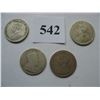 Image 2 : LOT OF 4 DIFFERENT DATES - SILVER CANADIAN QUARTERS - GEORGE V & EDWARD VII