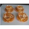 Image 1 : SET OF 4 CUPS AND SAUCERS - PEACH LUSTER