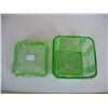 Image 2 : GREEN DEPRESSION GLASS - FRIDGE DISH - 4X4 INCHES - CRISS CROSS PATTERN