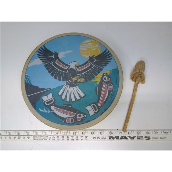 Eagle and Fish Hand Drum w/ Stick