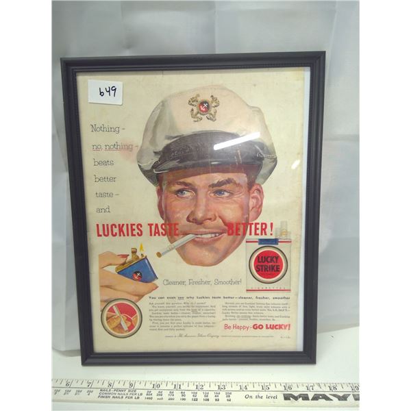 Vintage Framed Advertising - Lucky Strick