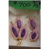 Image 2 : 40's/ 50's mauve & purple broach & matching clip earrings.