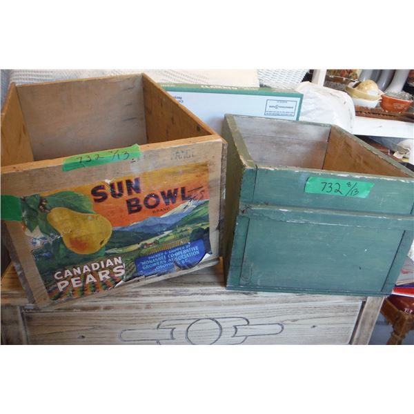 Pears crate and handmade vegetable crate.