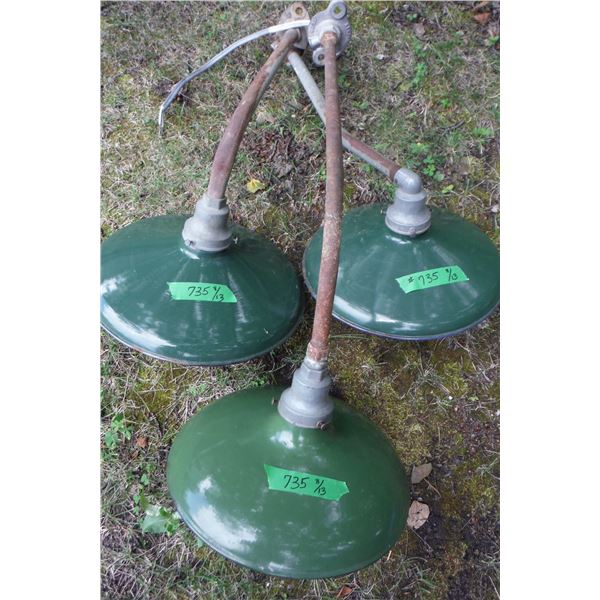 3 vintage greenop yard light w/ brackets.