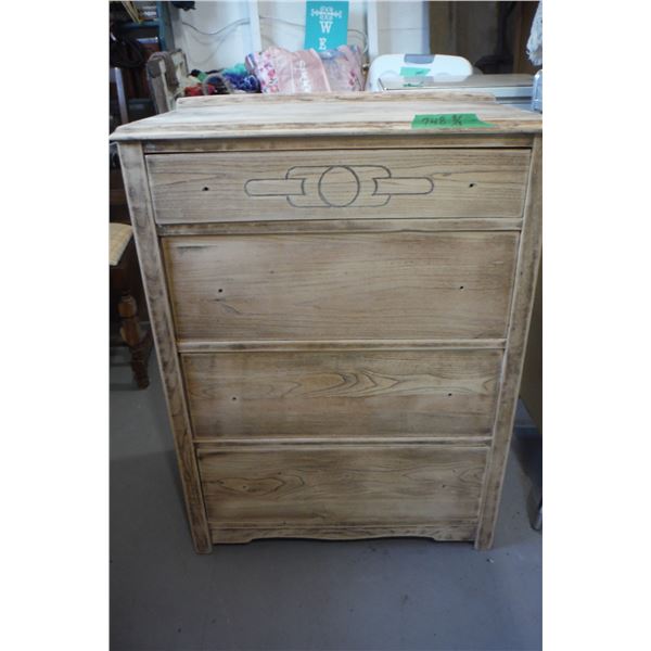 Antique 4 drawer highboy, "sanded".