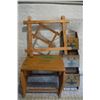 Image 1 : Small wood stool & 3 tier letter holder & tramp art flames.