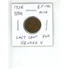 Image 1 : 1936 Canadian Small Cent. The last Cent issue for King George V. EF-40. Nice.