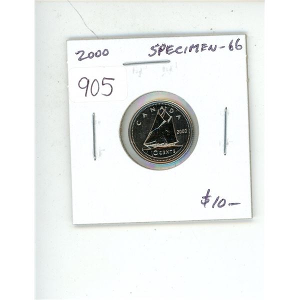 2000 Canadian 10 Cents. Specimen-66. Nice.