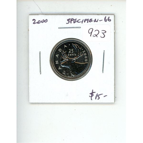 2000 Caribou 25 Cents. Specimen-66. Nice.