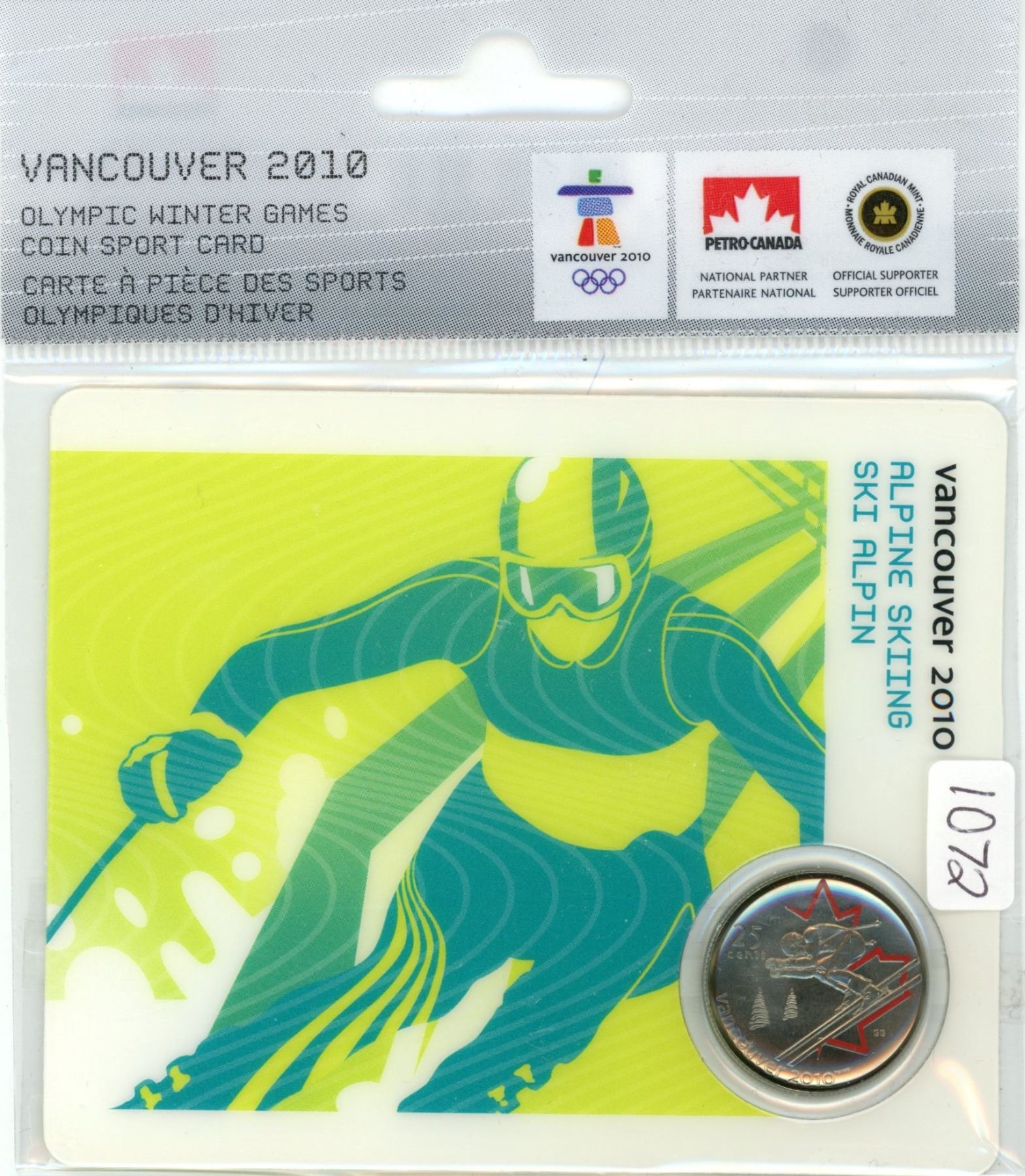 Vancouver 2010 Olympic Winter Games Coin Sport Card Alpine Skiing 25
