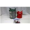Image 3 : 1 gallon red gasoline pail – GW metal products Winnipeg, clean inside 1940’s, 1 green gasoline pail 