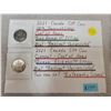 Image 1 : Lot of two 2021 Canadian 50¢ coins - one with 100th anniversary coat of arms and one with current co