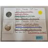 Image 1 : Lot of two 2021 Canadian 50¢ coins - one with 100th anniversary coat of arms and one with current co