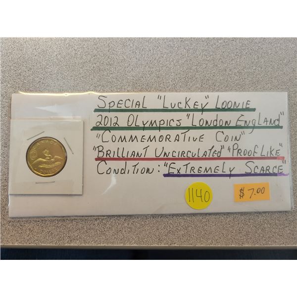 2012 Canadian Lucky Loonie commemorative Olympics coin BU