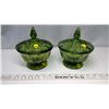 Image 1 : 2 Green Glass Candy Dishes