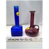 Image 1 : 2 Small Glass Vases - Blue and Purple