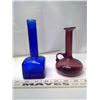 Image 2 : 2 Small Glass Vases - Blue and Purple