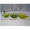 Image 1 : 3 Green Glass Dishes/Bowls