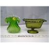 Image 1 : 2 Green Glass Vases/Planter