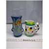Image 1 : Lot of 2 Ceramic Items - Vase and Cat Pitcher