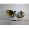 Image 2 : 3 Decorative Items - Apple Paperweight and Ceramic/Brass Vase, and Egg