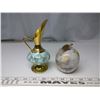 Image 3 : 3 Decorative Items - Apple Paperweight and Ceramic/Brass Vase, and Egg