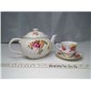 Image 1 : Chinaware Tea Pot, Cup, and Saucer - James Kent, and Queen Anne