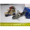 Image 3 : Lot of Xmas Ornaments - Glass Gift Set, Motorcycle, Mail Truck