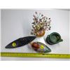 Image 2 : 4 Decorative Ornaments - Watering Can, Duck, Kayaking Inuit, and Pebble Tree