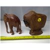 Image 3 : Carved Wooden Elephant and Yak