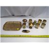 Image 1 : Lot of Small Bras Candle Holders and Tray