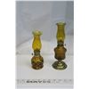 Image 1 : 2 Medium Brown Lamps w/ Chimneys